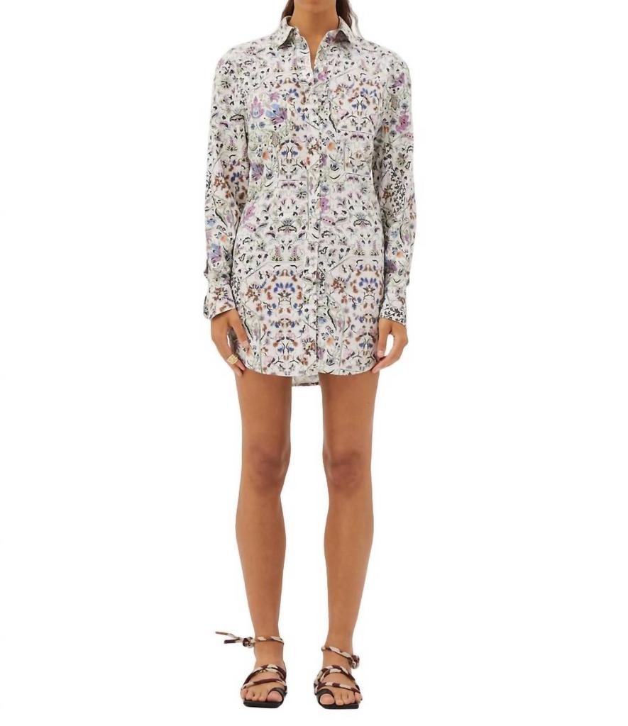 Maria Cher Valongo Rubi Shirt Dress In White Floral