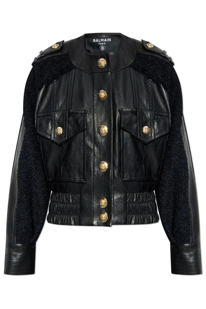 Balmain Balmain Tweed And Leather Bomber Jacket 1