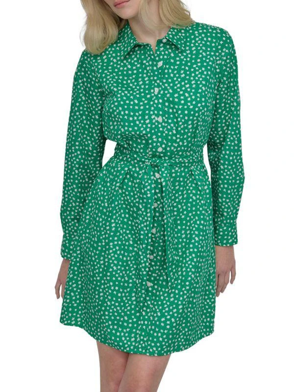 DKNY Long Sleeve Collared Mini Shirtdress 4