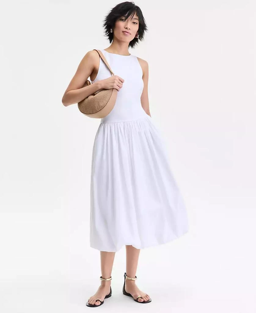 INC International Women's Mixed-Media Bubble-Hem Midi Dress, Exclusively at Macy's 1
