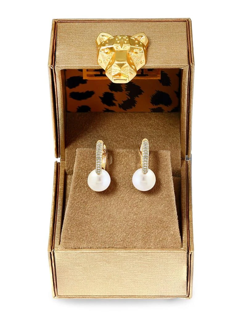 Effy 14K Yellow Gold, 5MM Freshwater Pearl 
0.22 TCW Diamond Drop Earrings 2