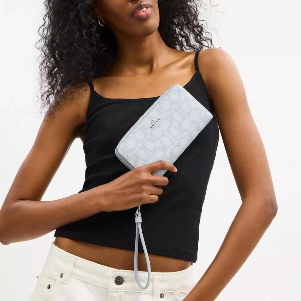Coach Long Zip Around Wallet In Sketch Signature Canvas 5