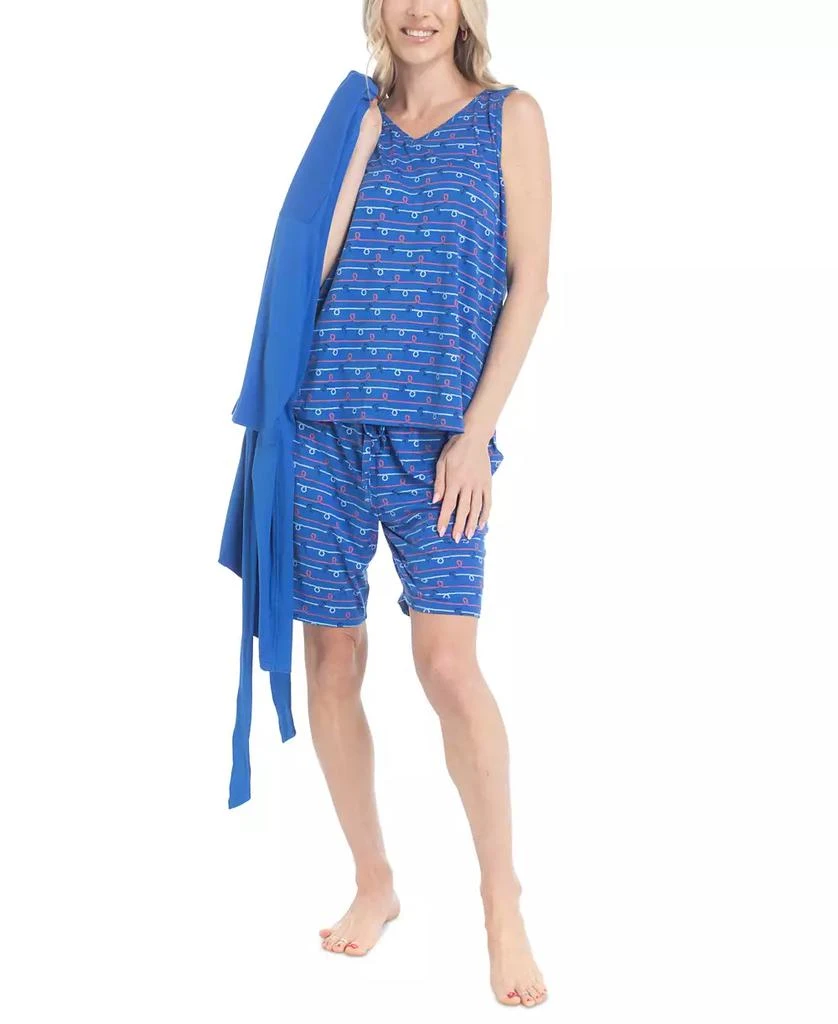 MUK LUKS Women's 3-Pc. Bermuda Travel Sleep Set 4