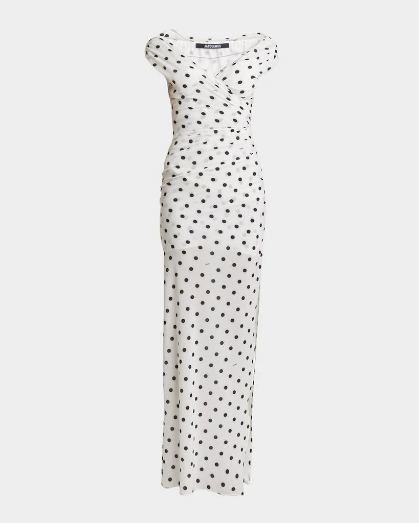 Jacquemus Rita Polka-Dot Off-The-Shoulder Gown 1