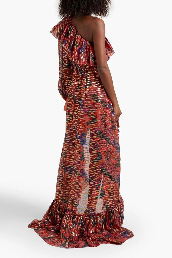 Dundas One-shoulder printed fil coupe silk-chiffon maxi dress 3