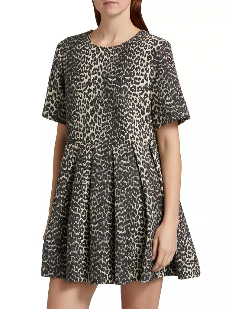 Ganni Leopard Cotton Tweed Minidress 4