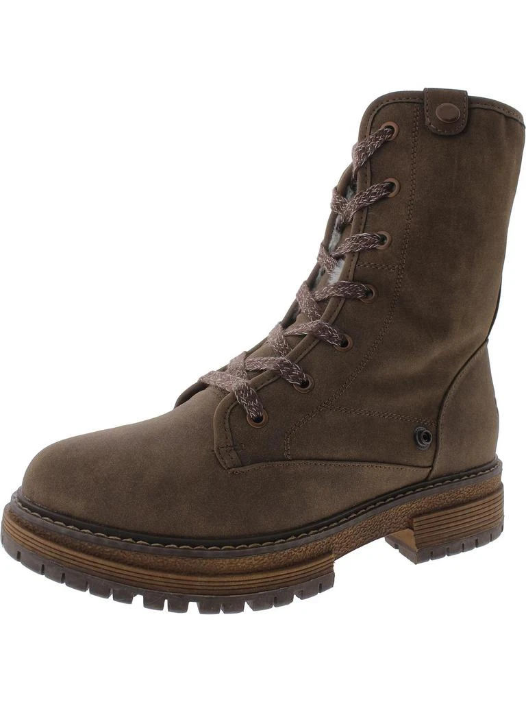 Roxy Bruna II Womens Faux Leather Faux Fur Combat & Lace-up Boots 1