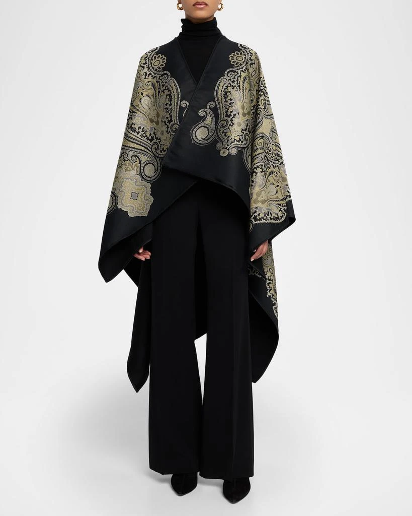 ETRO Wool-Blend Paisley Jacquard Cape 2