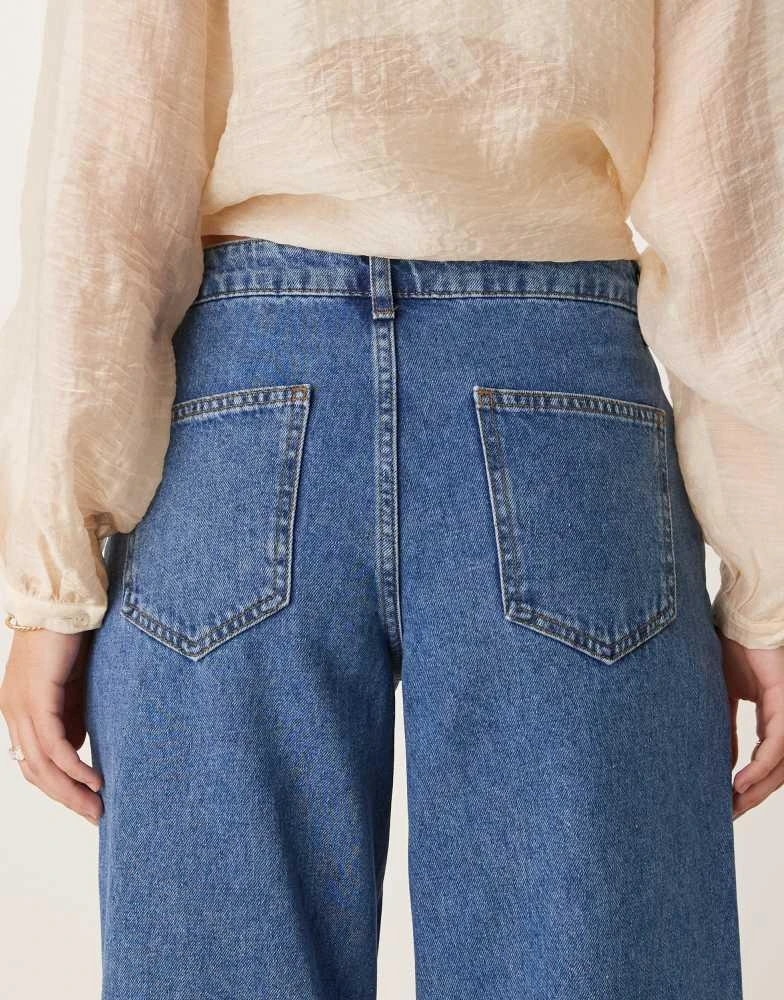 ASOS ASOS DESIGN pleated low rise jeans in mid blue 4