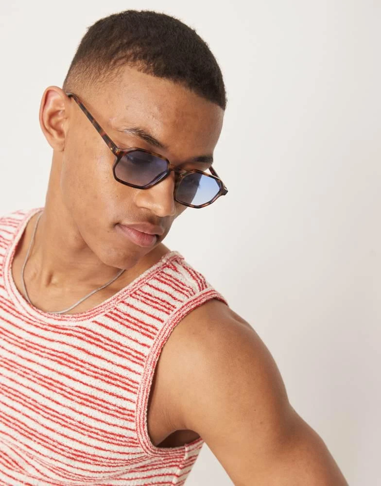 ASOS ASOS DESIGN round sunglasses with blue lens and tortoiseshell frame 1