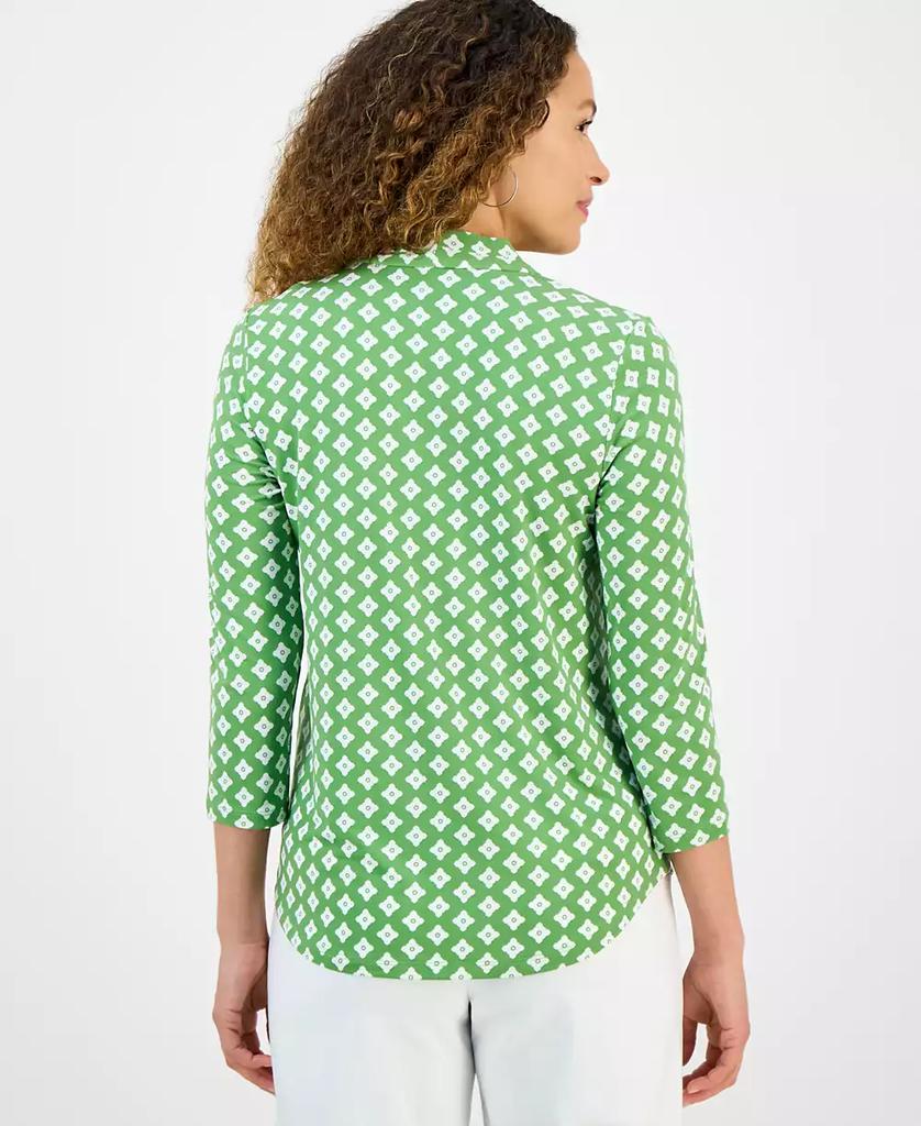 JM Collection Petite Printed 3/4-Sleeve Top, Exclusively at Macy's