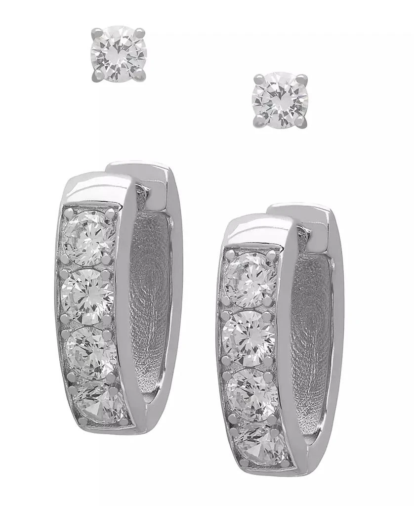 Macy
s 2-Pc. Lab-Grown White Sapphire Hoop 
Stud (3-8/4 ct. t.w.) Earring Set in Sterling Silver