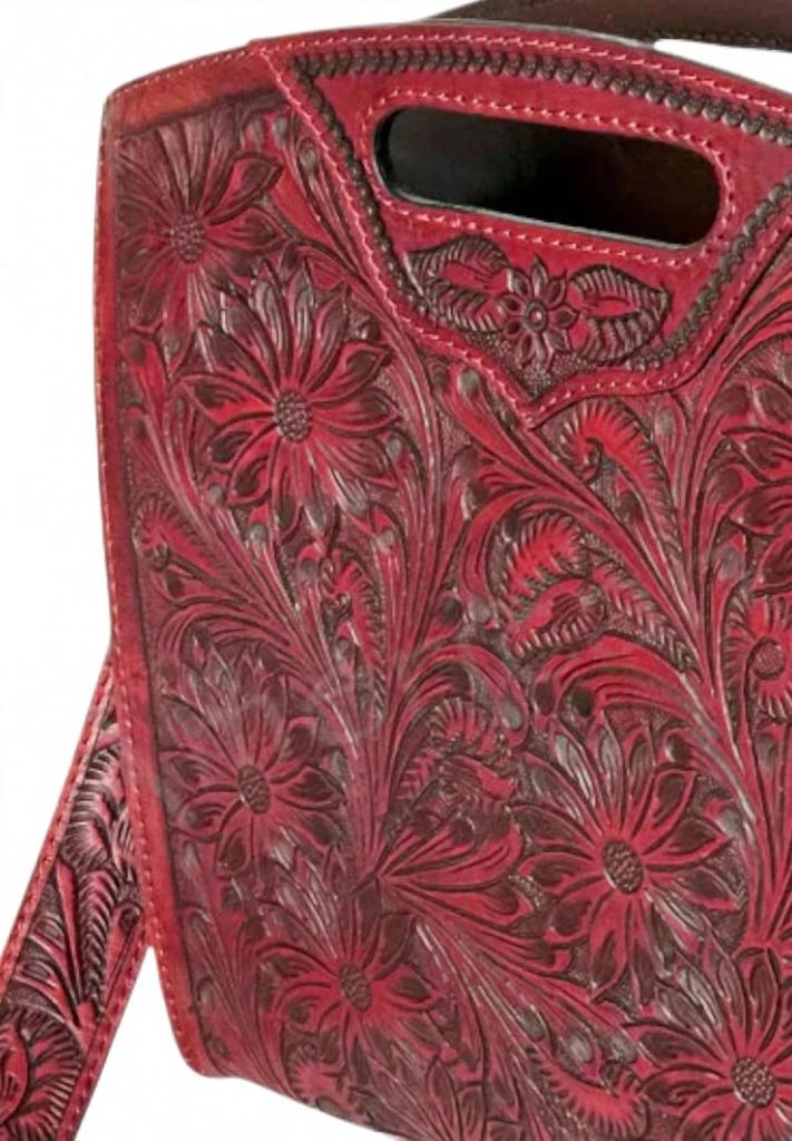 American Darling Women's Hand Tooled Leather Briefcase Crossbody Bag In Red 2
