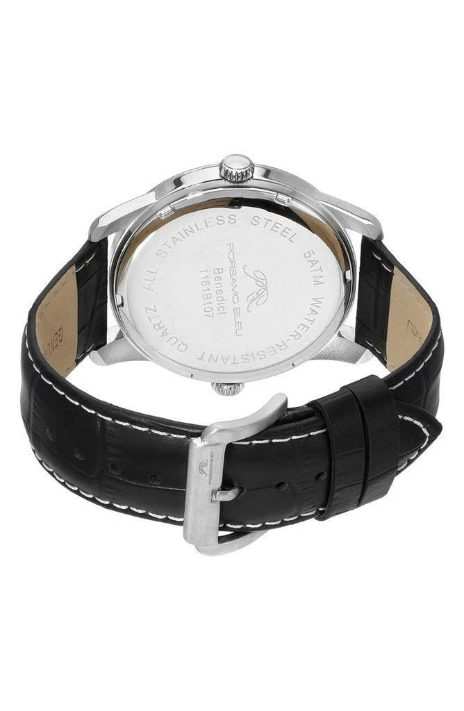 Porsamo Bleu Benedict Double Movement Croc Embossed Strap Watch, 46mm 2