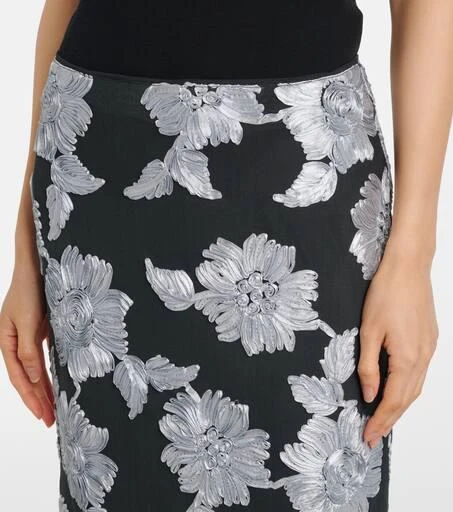 ROTATE Birger Christensen Embroidered mesh pencil skirt 4