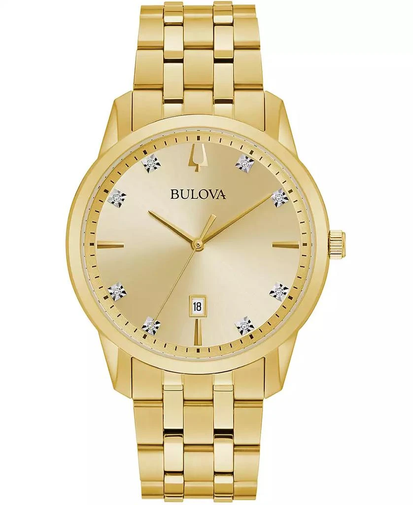 Bulova Men's Sutton Diamond-Accent Gold-Tone Stainless Steel Bracelet Watch 40mm 1