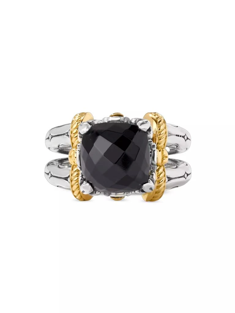 Konstantino Anthos Dual Ray Sterling Silver, 18K Yellow Gold & Black Onyx Solitaire Ring 3