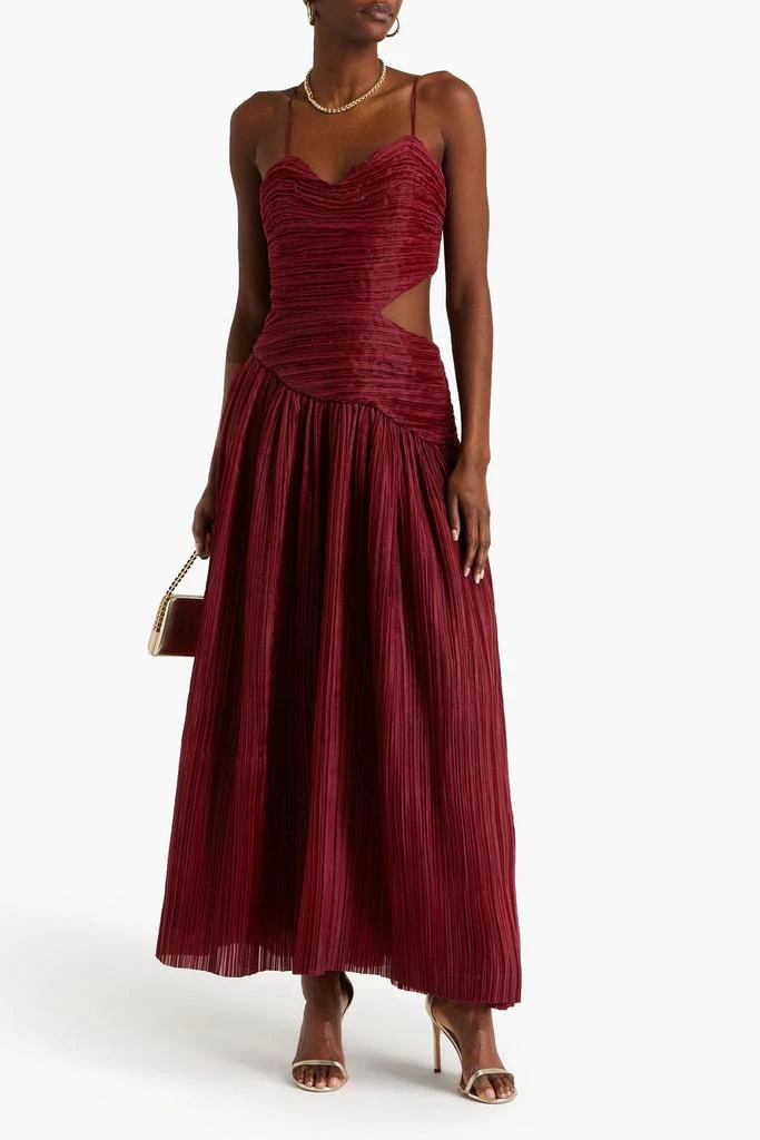 Aje Laurier cutout plissé-organza  maxi dress 2