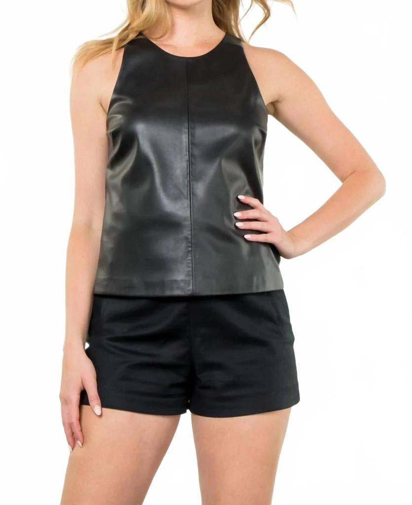 THML Faux Leather Tank Top In Black