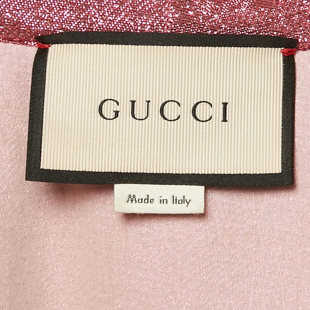 Gucci Gucci Pink Lurex Ruffle Detail Pants and Shirt Set S 5