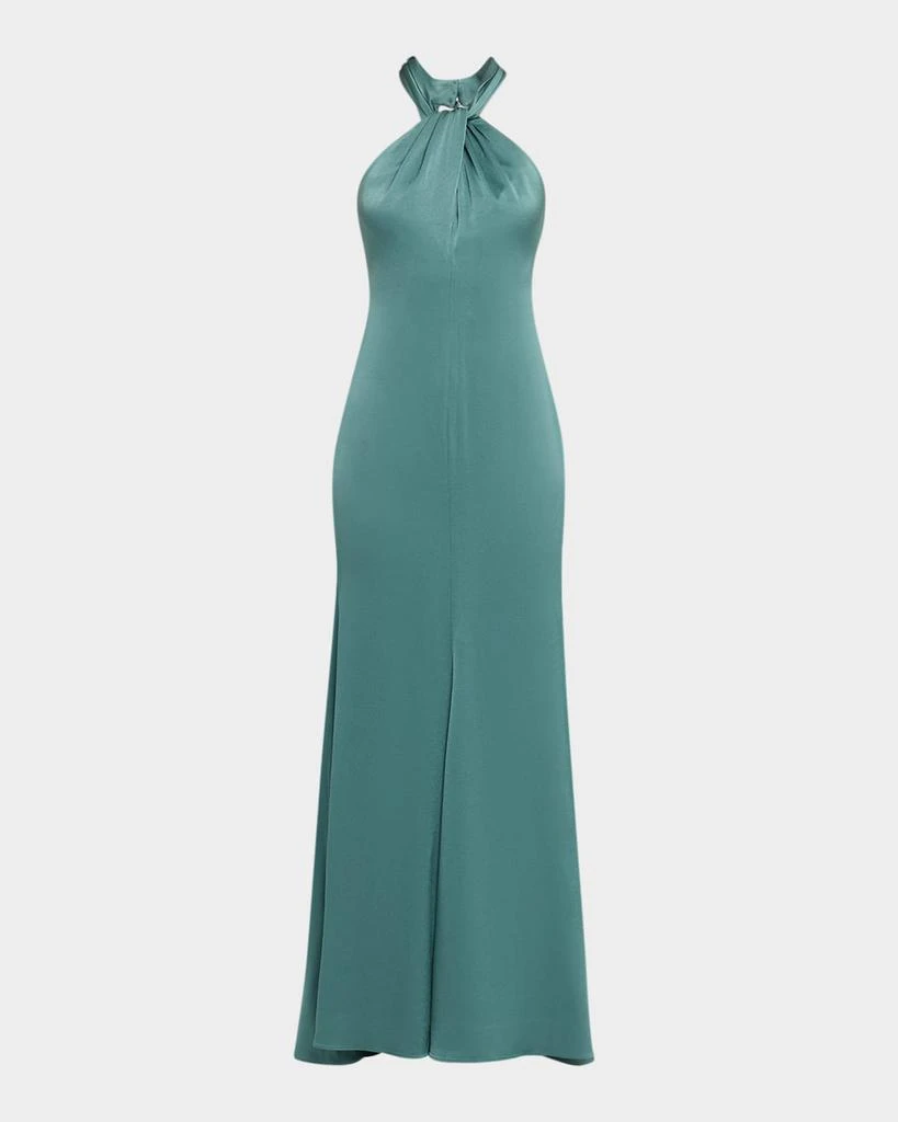Ungaro Women's Wilde Satin Halterneck Maxi Dress - Black - Size 12