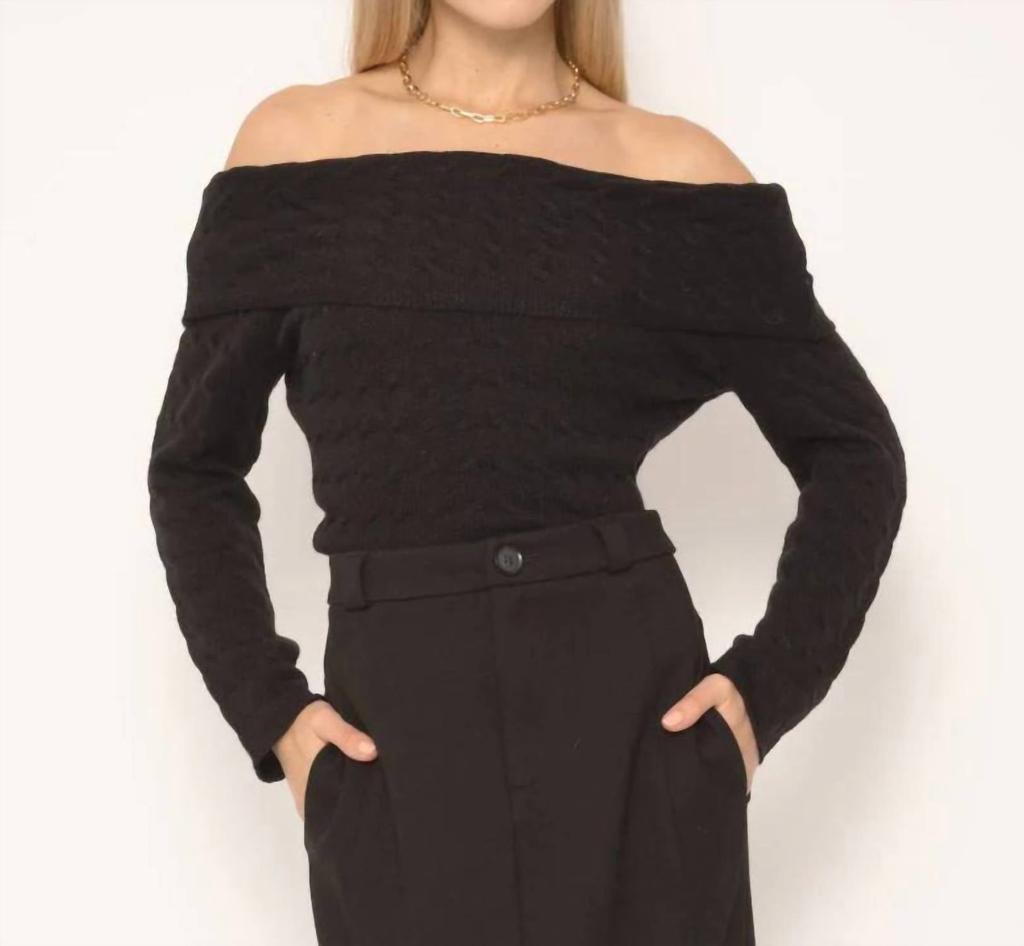 Central Park West Central Park West - Cable Knit Off Shoulder Sweater