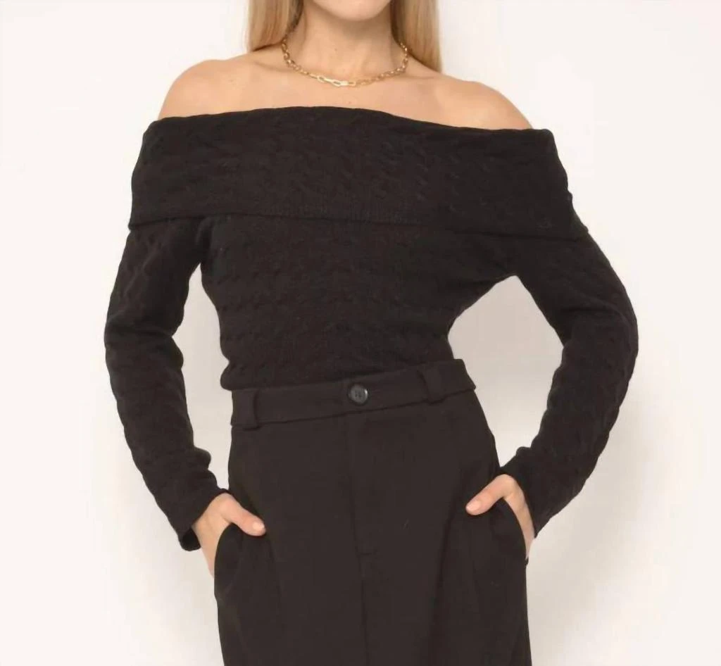 Central Park West Central Park West - Cable Knit Off Shoulder Sweater 1