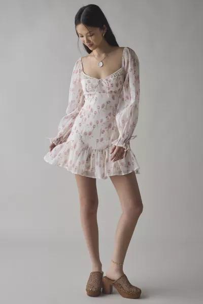 Kiss The Sky Kiss The Sky Drop Waist Corset-Tie Long Sleeve Mini Dress
