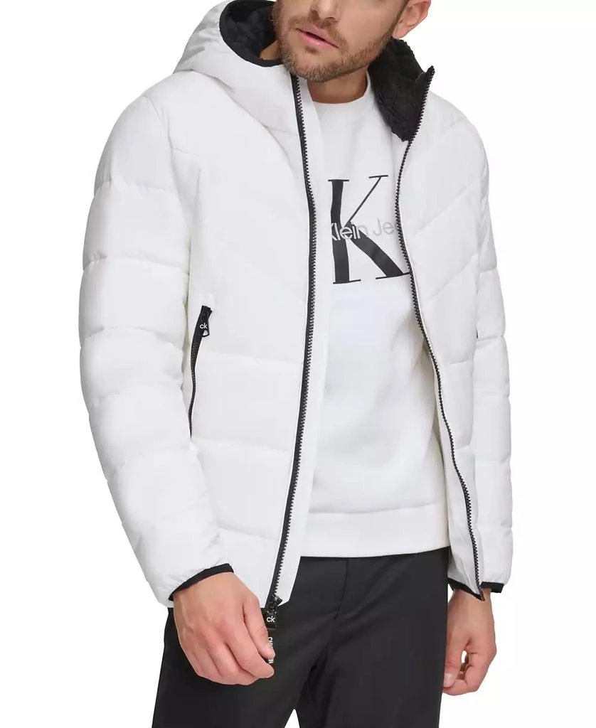 Calvin Klein Men's Chevron Stretch Jacket With Sherpa Lined Hood 3