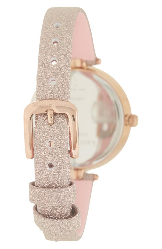 Kate Spade holland three-hand rose gold-tone glitter leather watch, 34mm