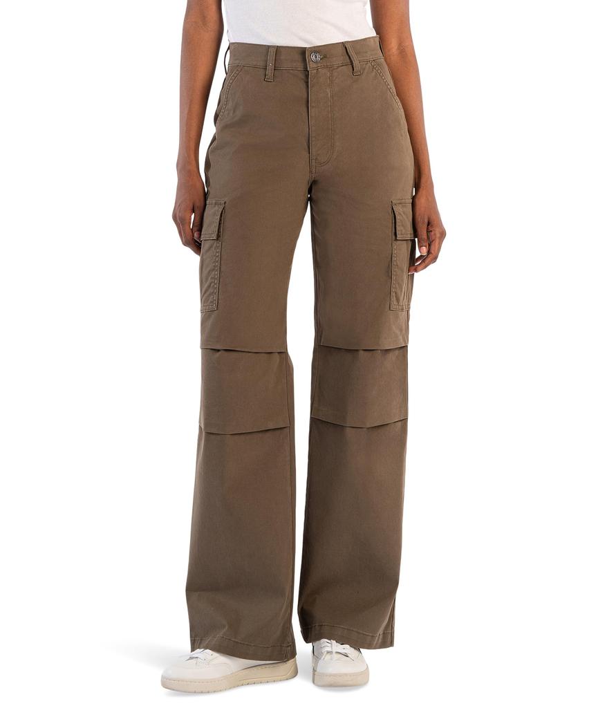 KUT from the Kloth Miller High-Rise Straight Wide Leg Cargo Pockets in Oregano