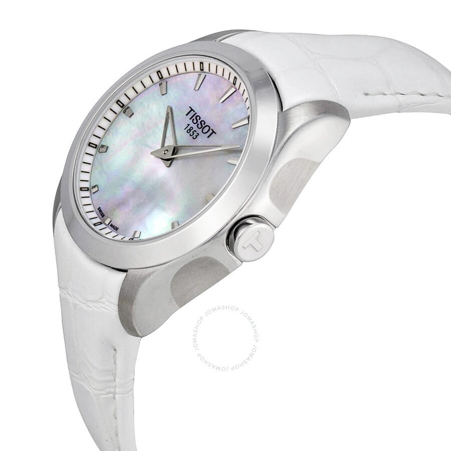 Tissot Couturier Grande Mother of Pearl Dial White Leather Ladies Watch T0352461611100