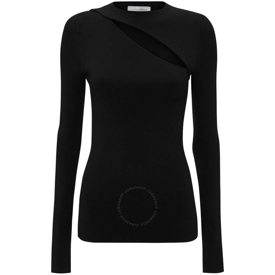 Victoria Beckham Ladies Black Cut-Out Ribbed-Knit Top 1