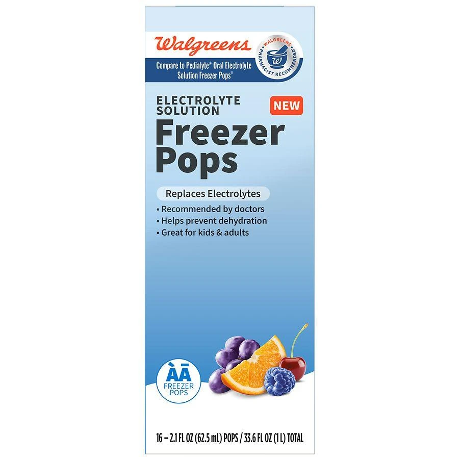 Walgreens Electrolyte Solution Freezer Pops Grape, Blue Raspberry, Cherry & Orange 1