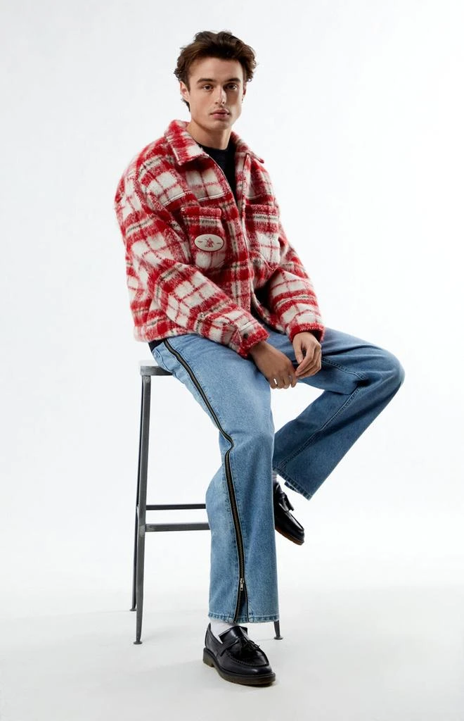 Budweiser By PacSun Eureka Plaid Zip Up Jacket 4