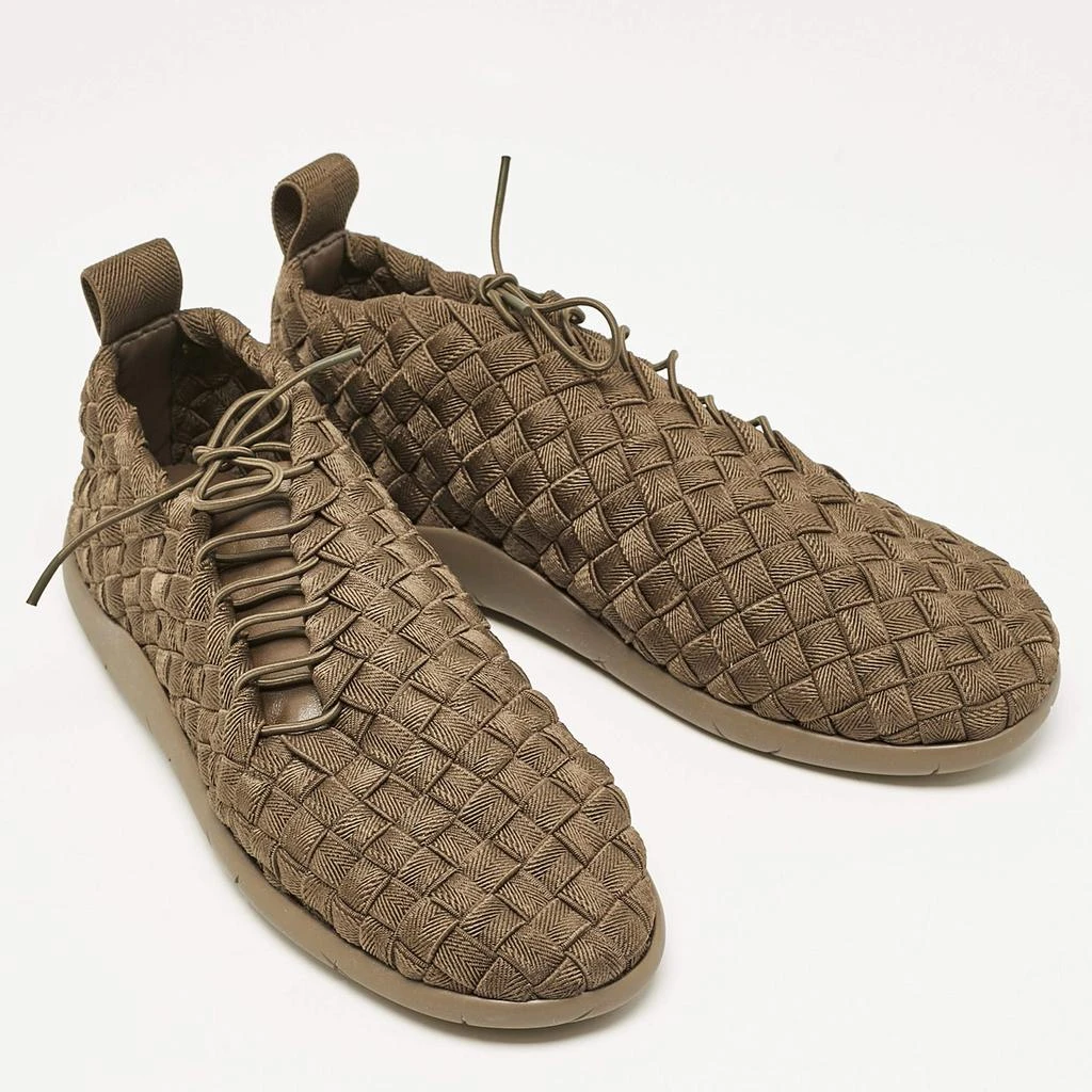 Bottega Veneta Bottega Veneta Olive Green Woven Fabric Elasticated Intrecciato Sneakers Size 41.5 4