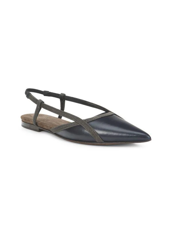 Brunello Cucinelli Beaded Leather Slingback Flats 2
