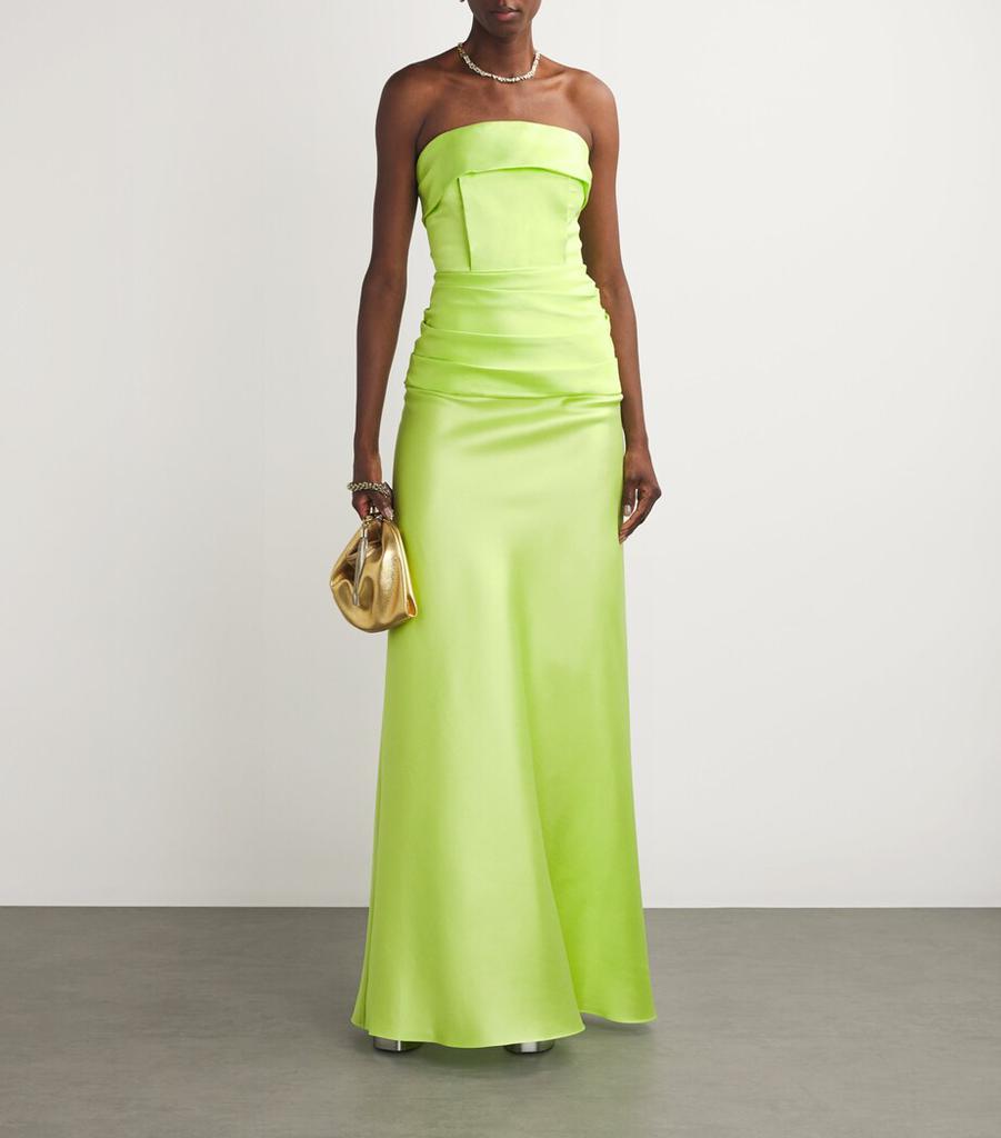Sandra Mansour Satin Illuminated Illusion Gown