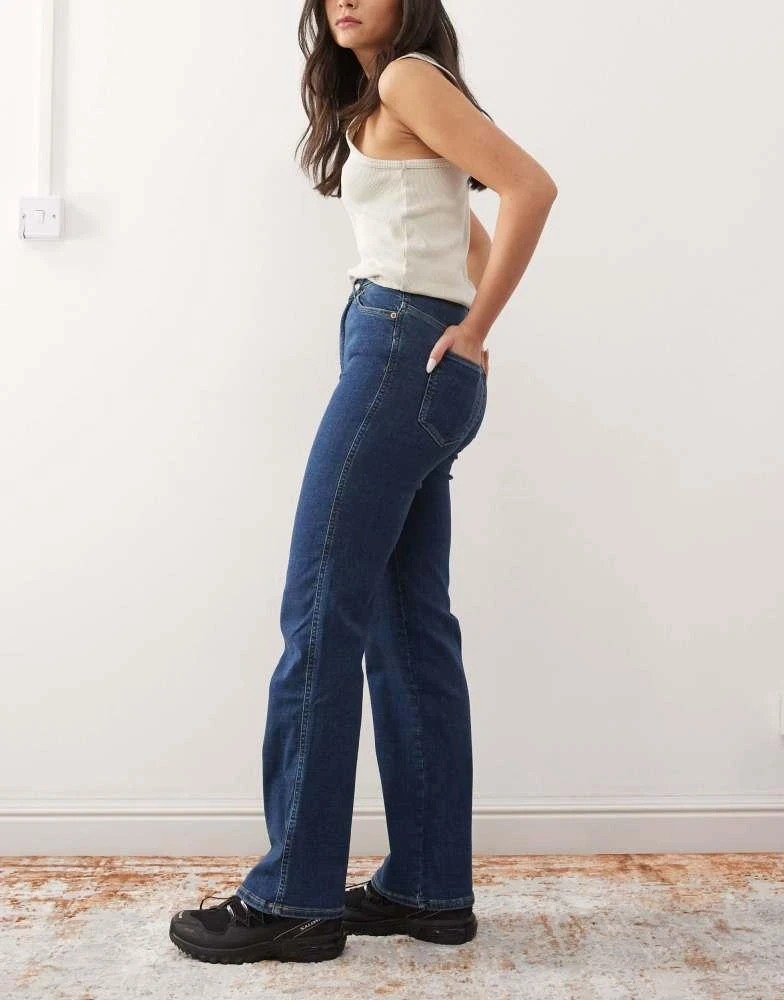 Dr Denim Dr Denim Moxy straight leg jeans in vale dark plain blue wash 3