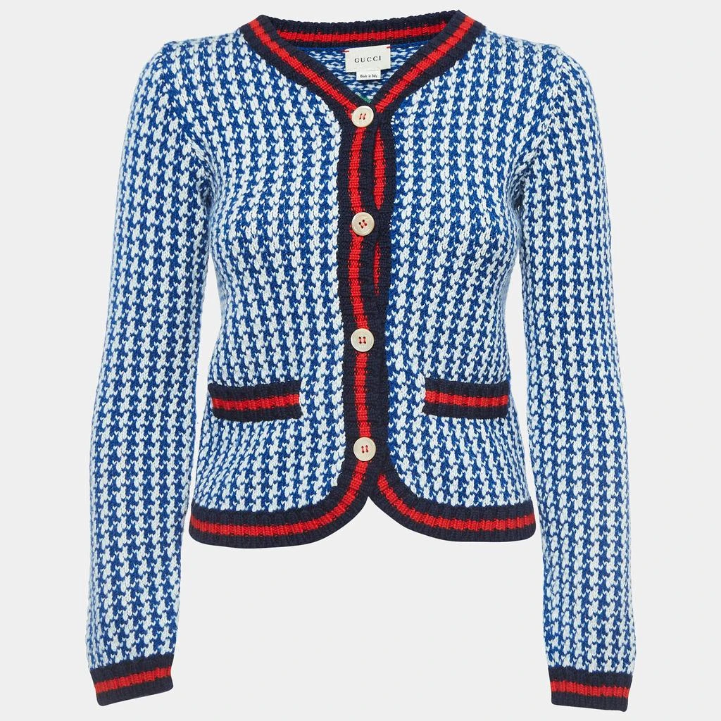Gucci Gucci Blue/White Patterned Wool Buttoned Cardigan (10 Yrs) 1