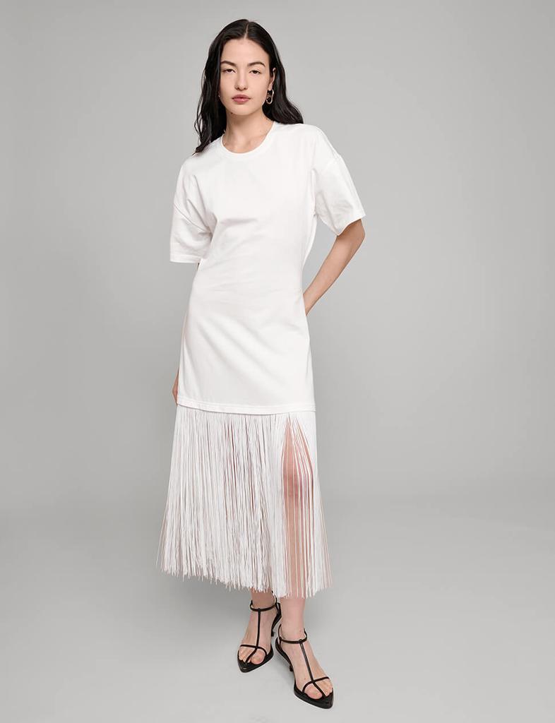 Pixie Market White Fringe Cotton Tee Dress