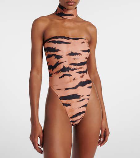Adriana Degreas x Sabine Getty printed strapless swimsuit