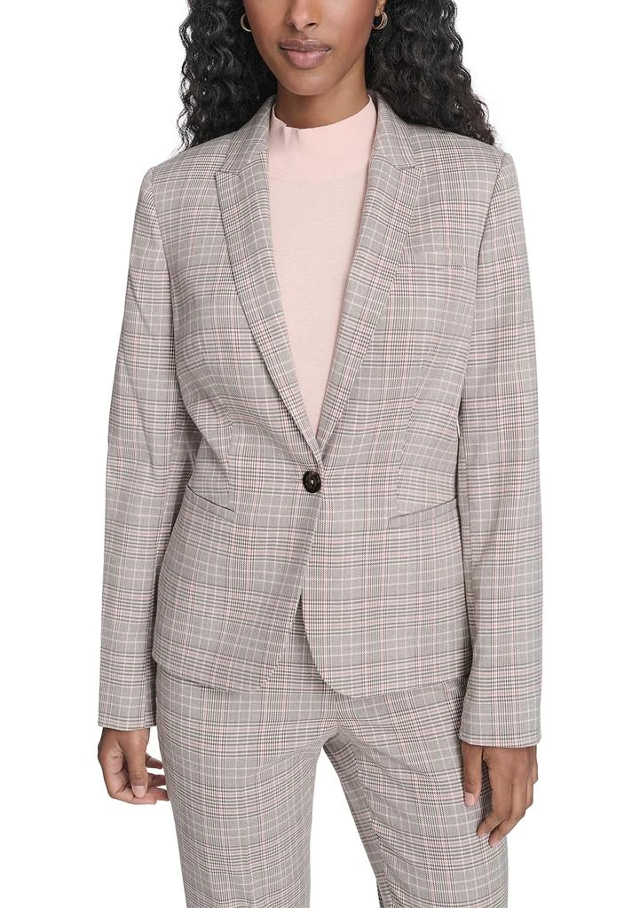 Tommy Hilfiger Women
s Plaid One Button Blazer
