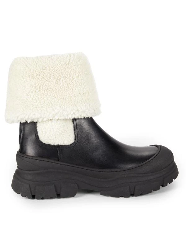 Brunello Cucinelli Leather & Shearling Fold-Over Chelsea Boots 1
