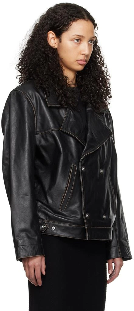 Victoria Beckham Black Oversized Leather Jacket 2