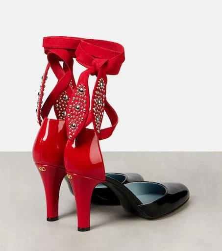 Valentino Foliefoliage 85 suede and leather pumps 2