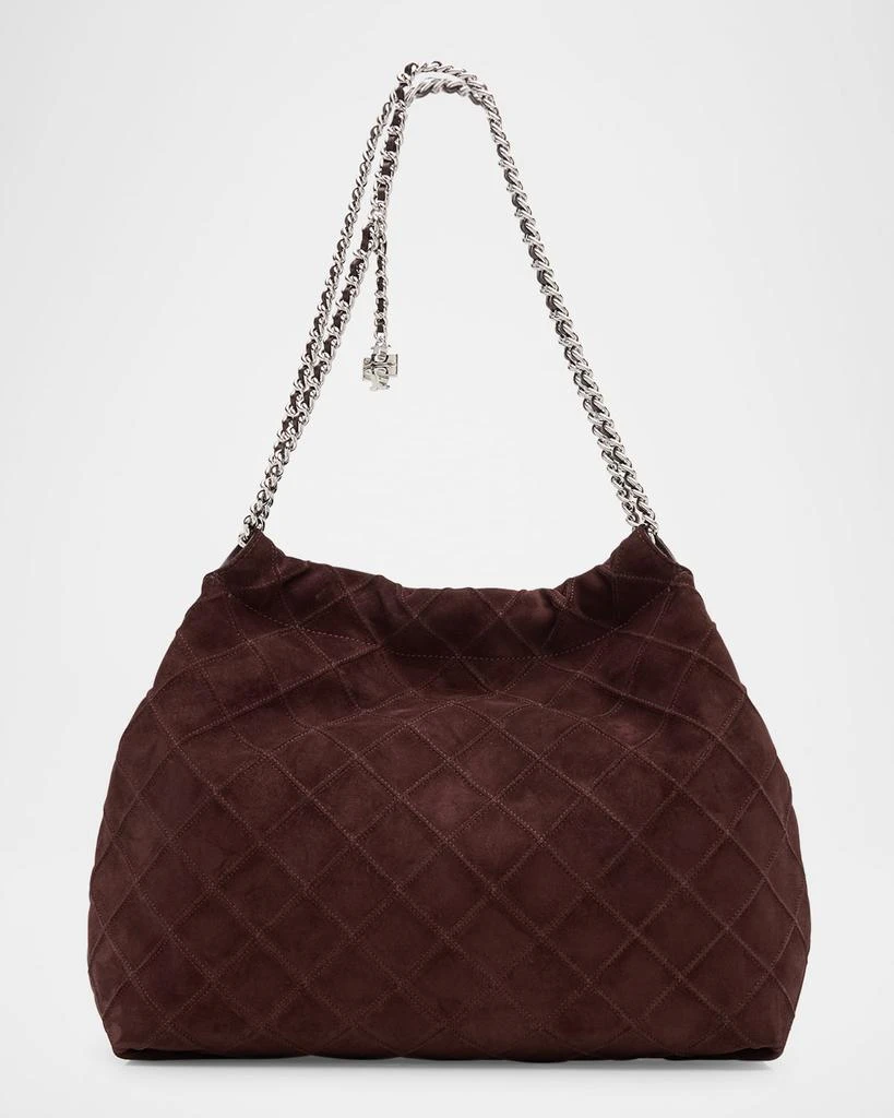 Tory Burch Fleming Quilted Suede Chain Hobo Bag 1