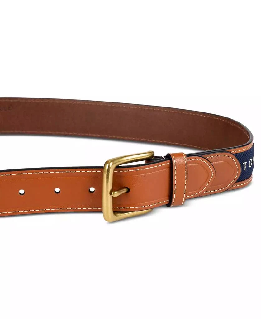 Tommy Hilfiger Men's Tri-Color Ribbon Inlay Leather Belt 3