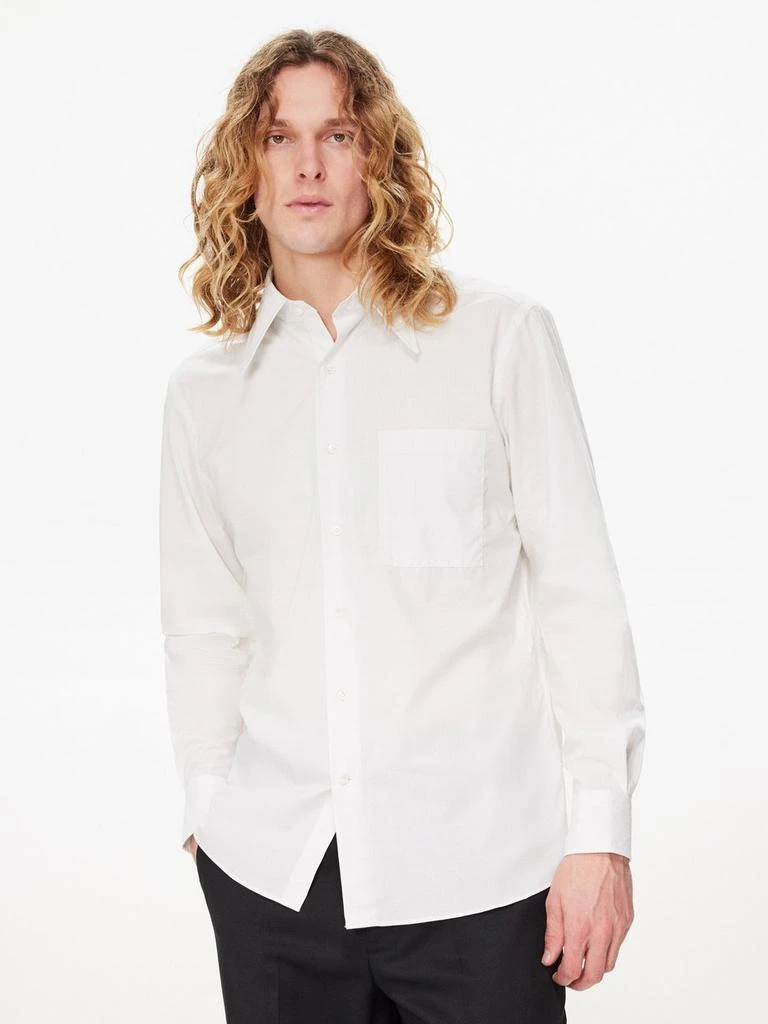 Husbands Paris Wide-collar striped cotton-poplin shirt 1