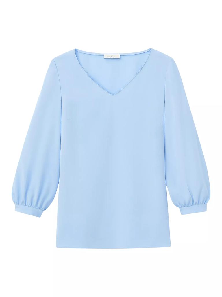 Lafayette 148 New York Lantern-Sleeve V-Neck Blouse